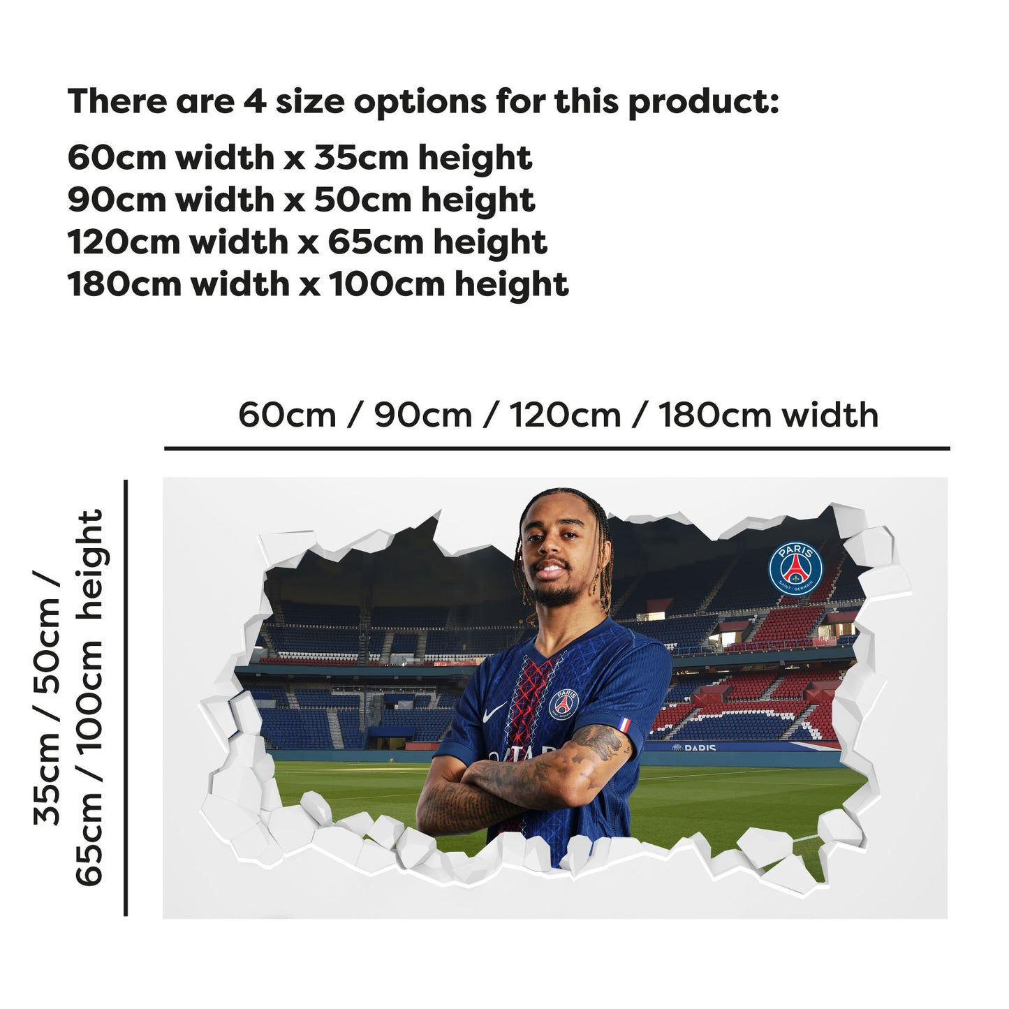 Paris Saint-Germain F.C Barcola 25-26 Broken Wall Sticker