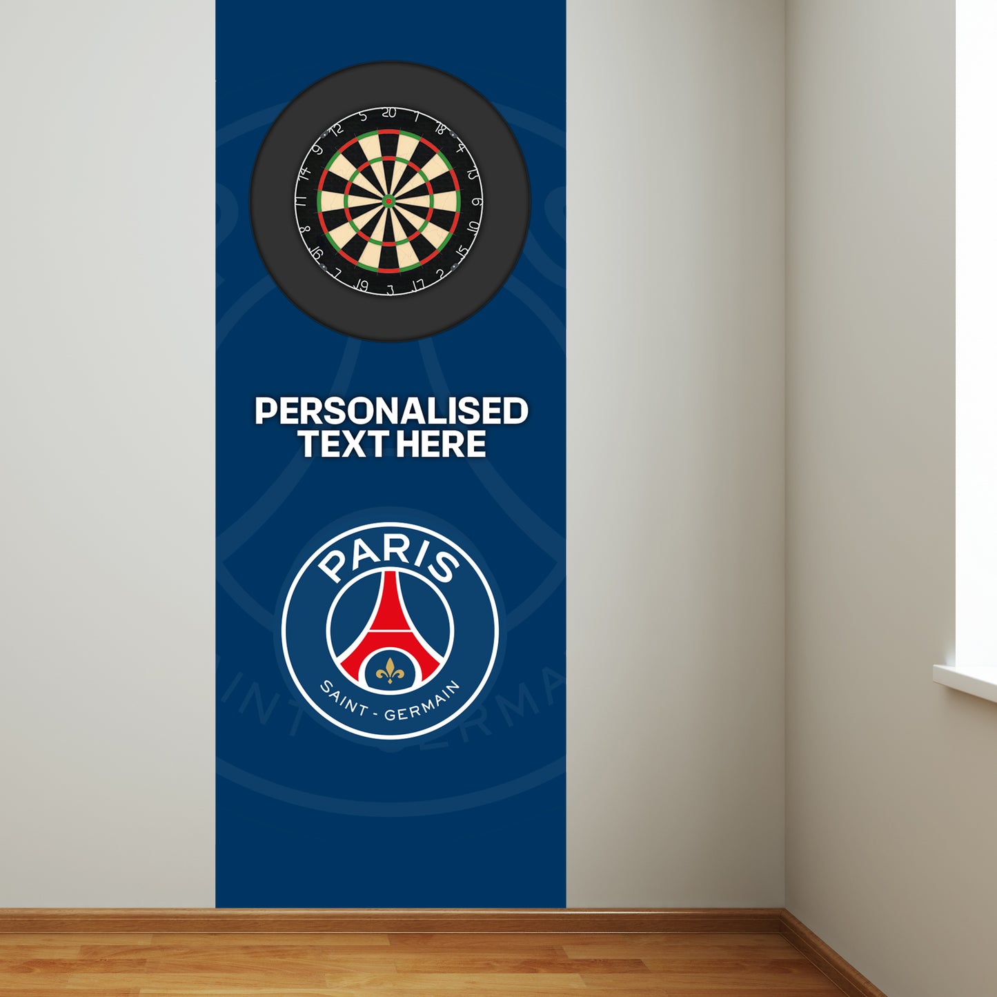 Paris Saint-Germain Wall Sticker - Dart Board Backdrop with Personalised Text PSG Wall Art