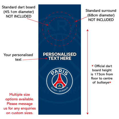 Paris Saint-Germain Wall Sticker - Dart Board Backdrop with Personalised Text PSG Wall Art