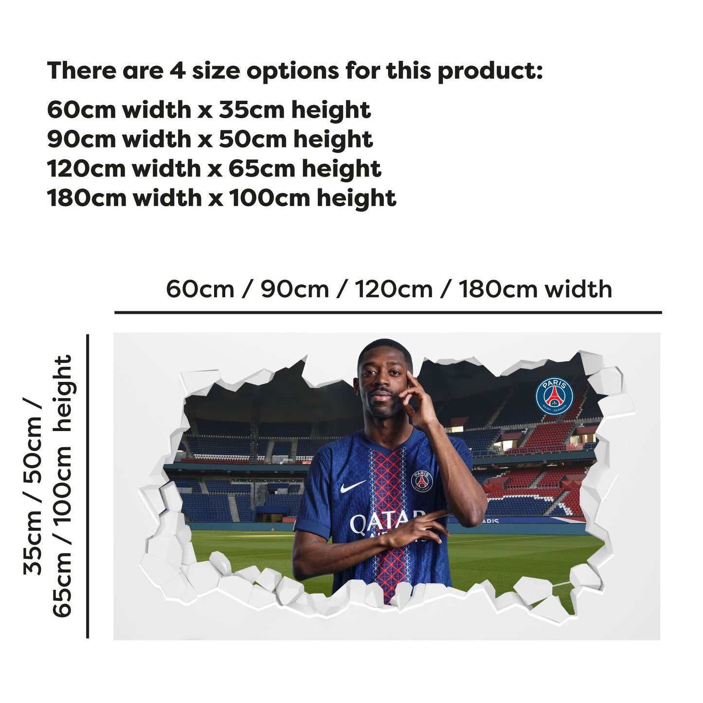 Paris Saint-Germain F.C Dembele 25-26 Broken Wall Sticker