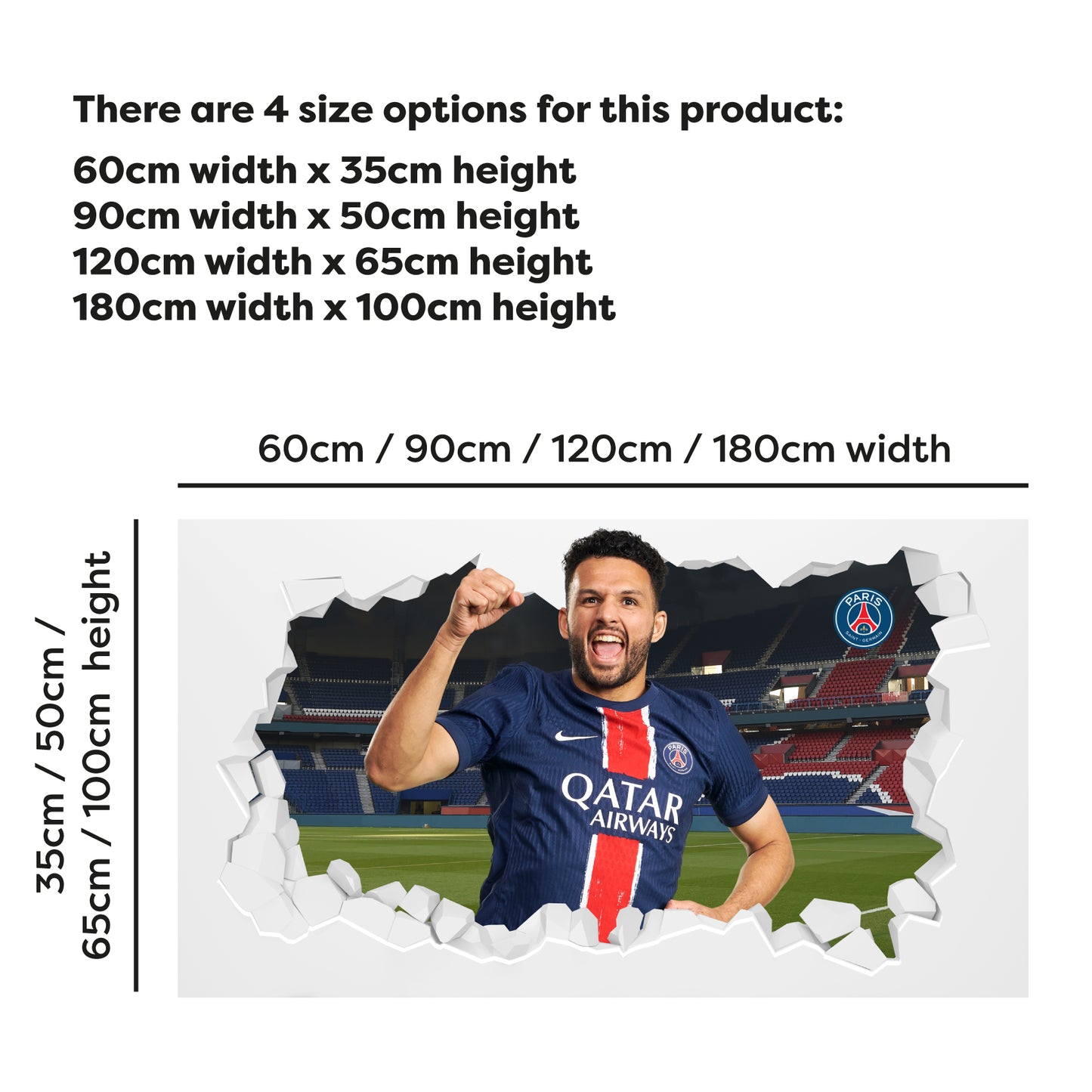 Paris Saint-Germain F.C. Ramos 24-25 Broken Wall Sticker