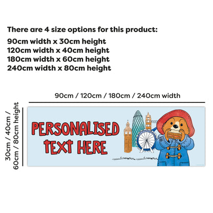 Paddington Bear Birthday - Paddington In London Personalised Name Banner Wall Sticker