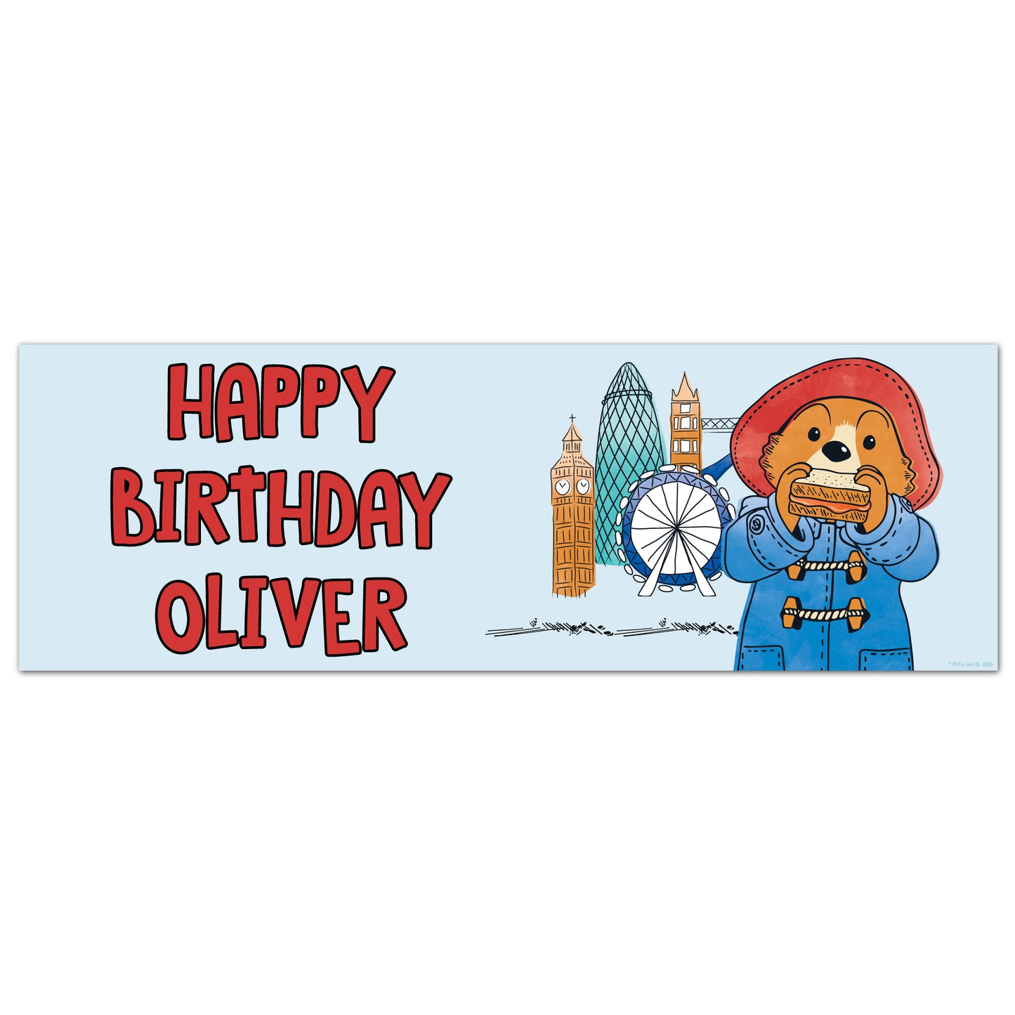 Paddington Bear Birthday - Paddington In London Personalised Name Banner Wall Sticker