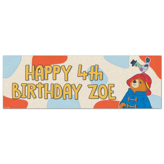 Paddington Bear Birthday - Patchwork Personalised Name Banner Wall Sticker