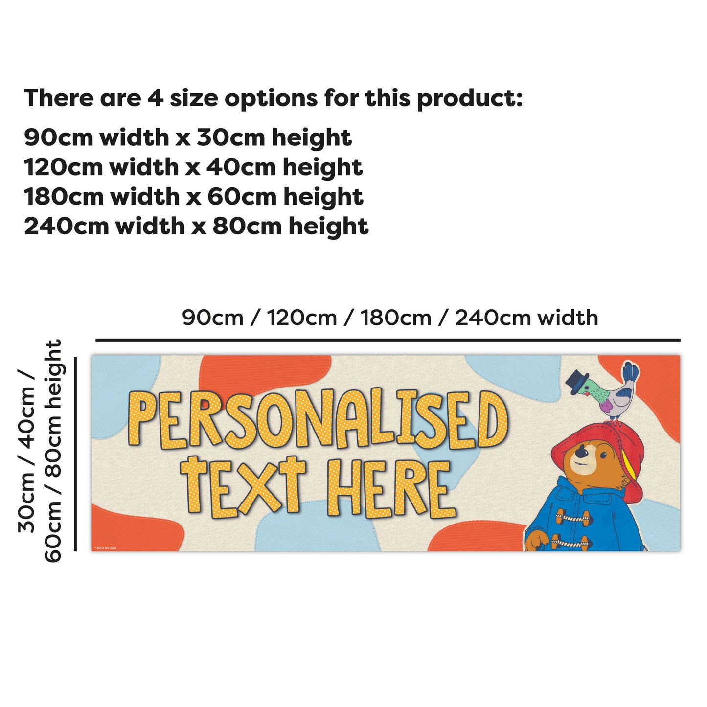 Paddington Bear Birthday - Patchwork Personalised Name Banner Wall Sticker