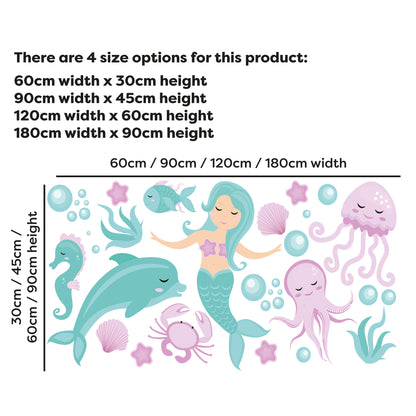 Pastel Wall Sticker - Pastel Mermaid Set Decal Wall Art