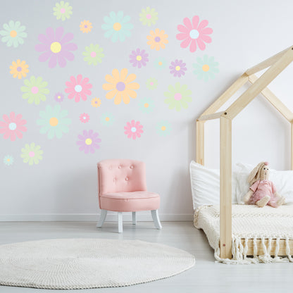 Pastel Wall Sticker - Pastel Flowers Set Decal Wall Art