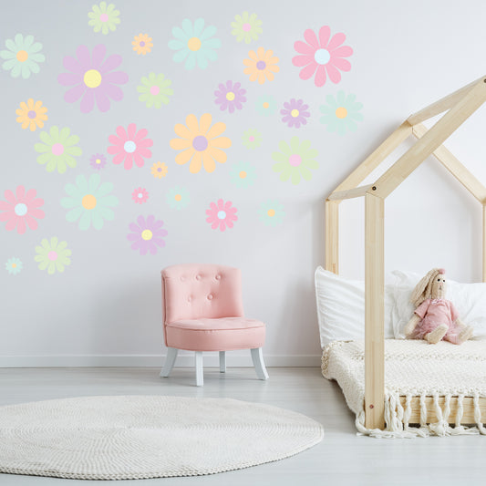 Pastel Wall Sticker - Pastel Flowers Set Decal Wall Art
