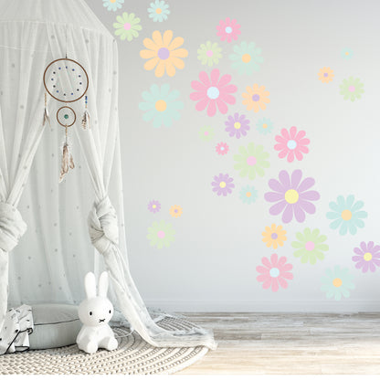 Pastel Wall Sticker - Pastel Flowers Set Decal Wall Art