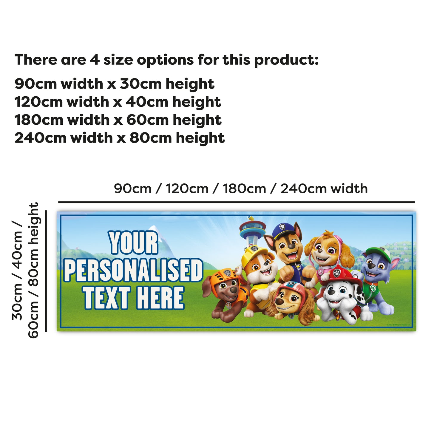 Paw Patrol Birthday - Group Huddle Personalised Banner Wall Sticker