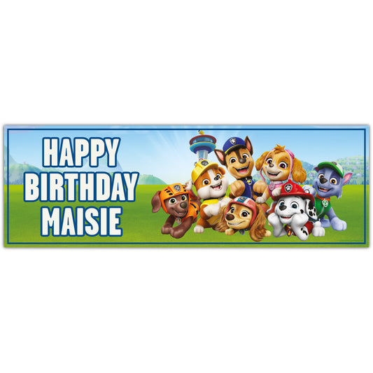 Paw Patrol Birthday - Group Huddle Personalised Banner Wall Sticker