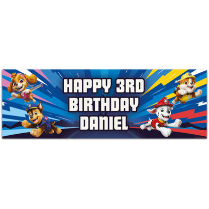 Paw Patrol Birthday - Group Jumping Personalised Banner Wall Sticker