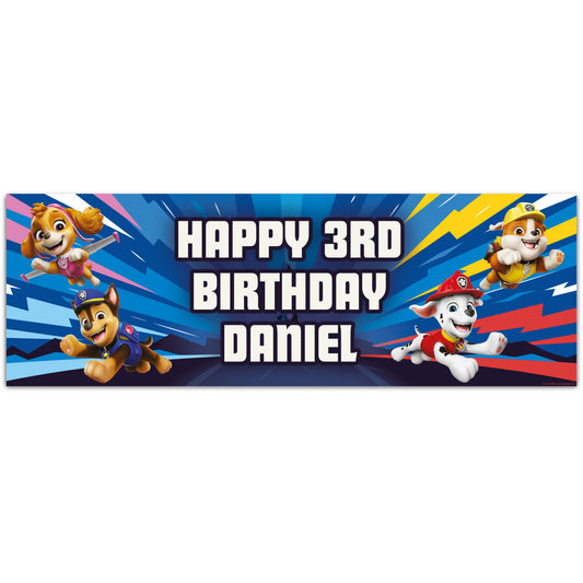 Paw Patrol Birthday - Group Jumping Personalised Banner Wall Sticker