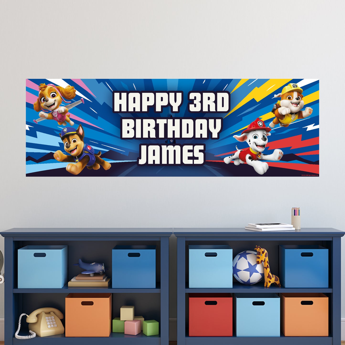 Paw Patrol Birthday - Group Jumping Personalised Banner Wall Sticker