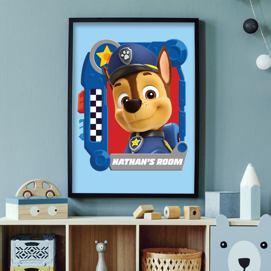 Paw Patrol Print - Chase Graphic Personalised Poster Wall Art