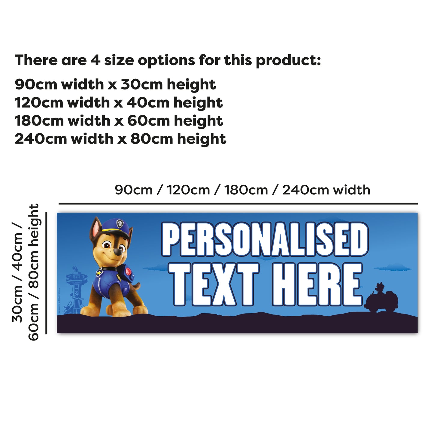 Paw Patrol Birthday - Chase Personalised Banner Wall Sticker