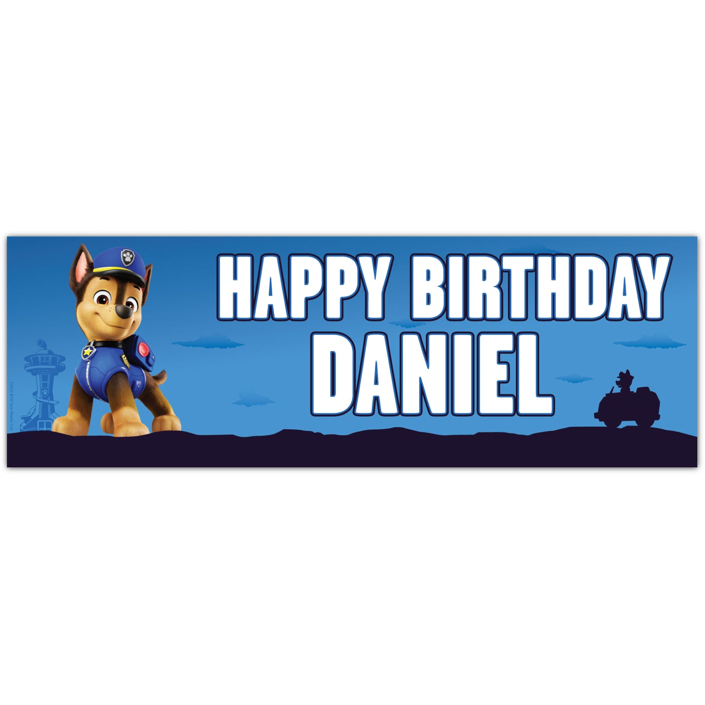 Paw Patrol Birthday - Chase Personalised Banner Wall Sticker