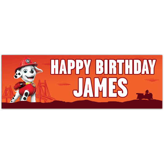 Paw Patrol Birthday - Marshall Personalised Banner Wall Sticker