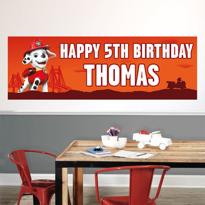 Paw Patrol Birthday - Marshall Personalised Banner Wall Sticker