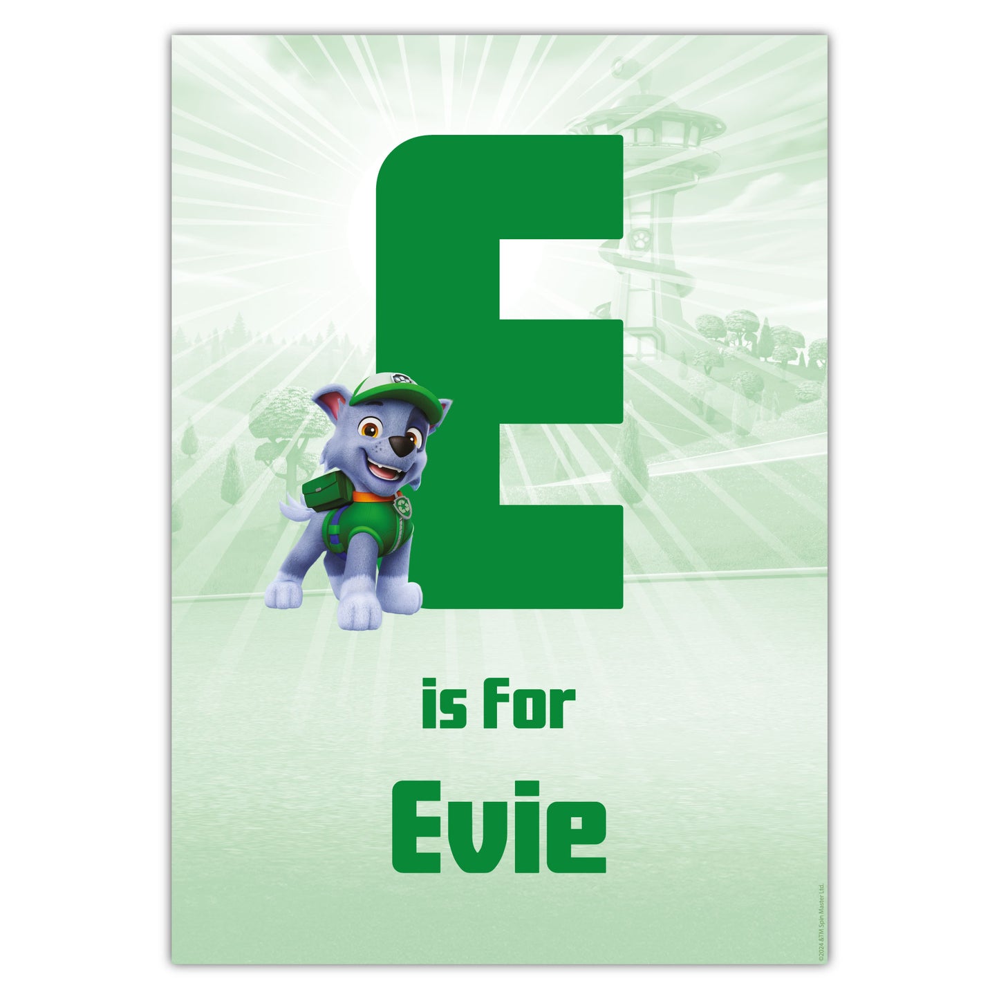 Paw Patrol Print - Rocky Letter and Name Personalised Poster Wall Art
