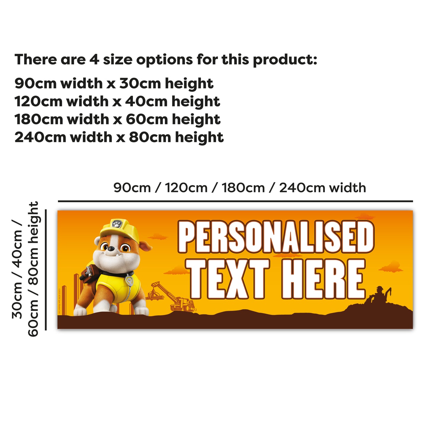 Paw Patrol Birthday - Rubble Personalised Banner Wall Sticker