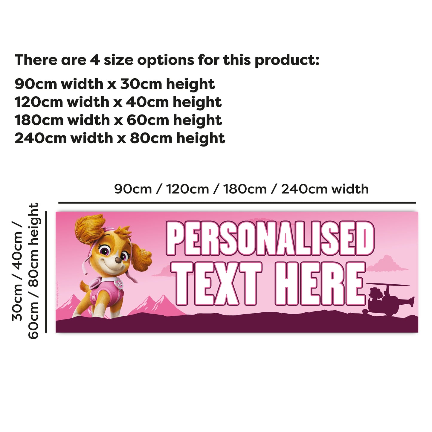 Paw Patrol Birthday - Skye Personalised Banner Wall Sticker