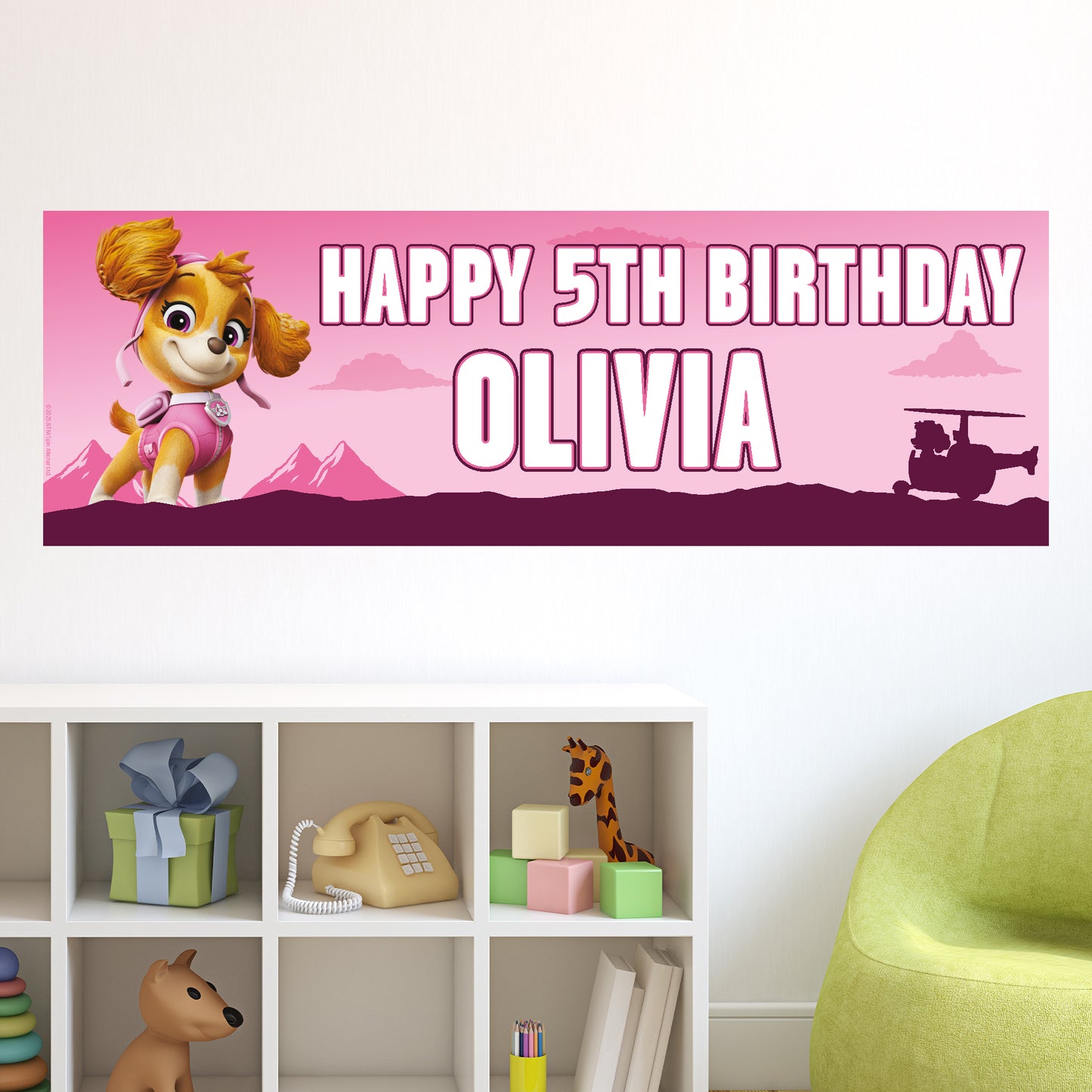 Paw Patrol Birthday - Skye Personalised Banner Wall Sticker