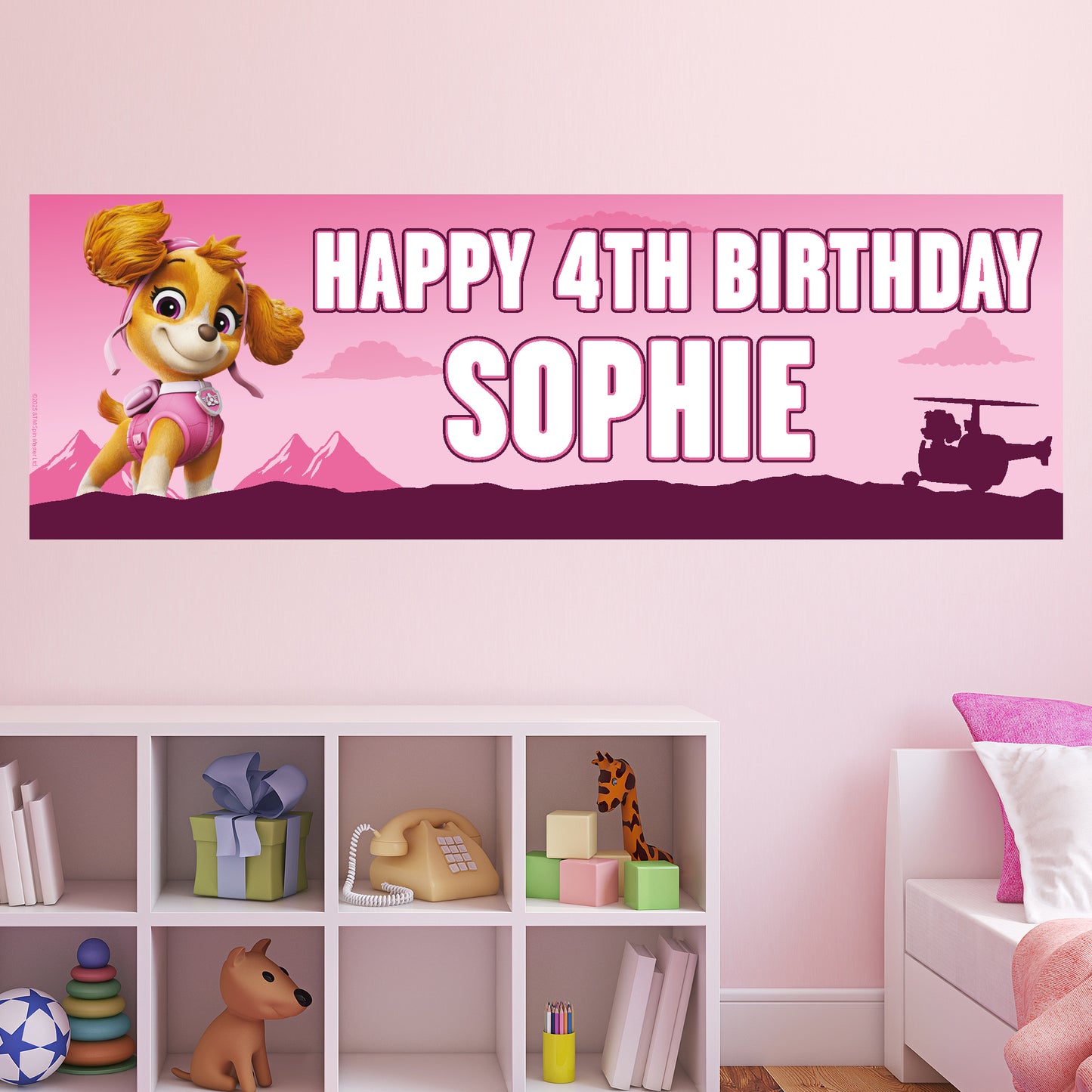 Paw Patrol Birthday - Skye Personalised Banner Wall Sticker