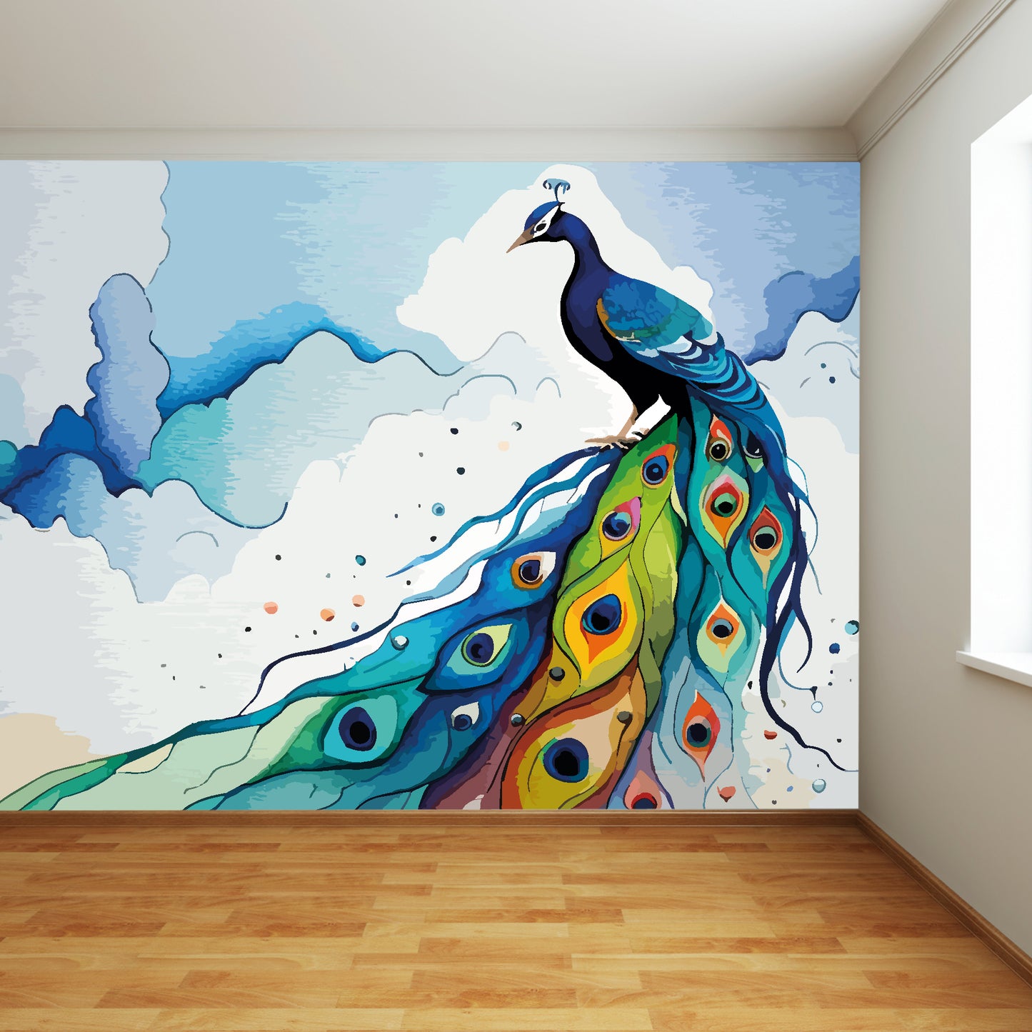 Peacock Dreams Full Wall Mural
