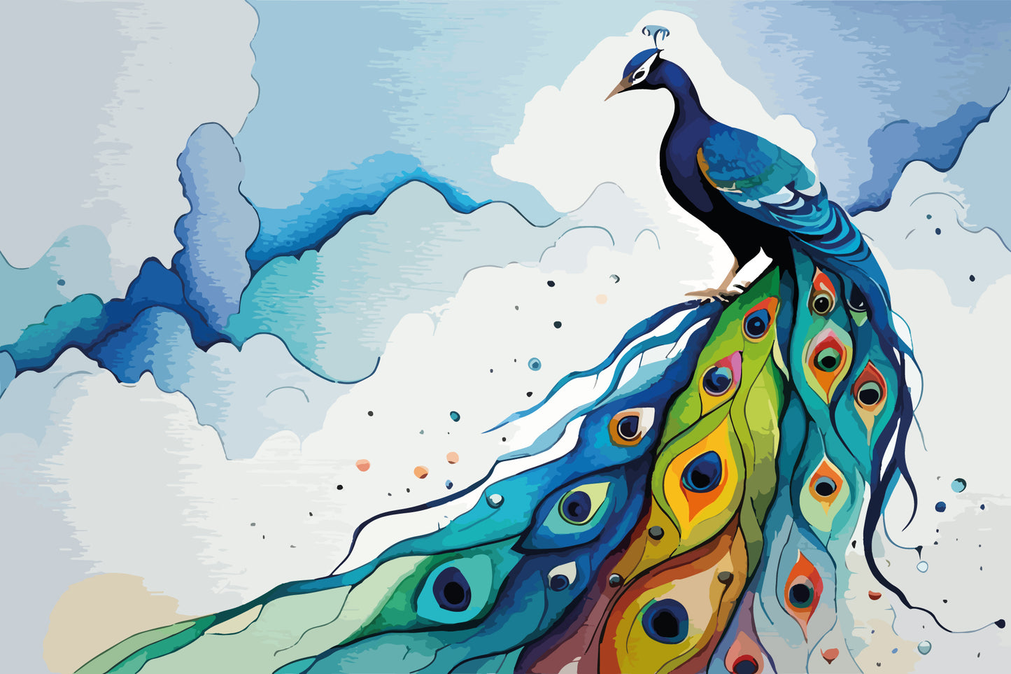 Peacock Dreams Full Wall Mural