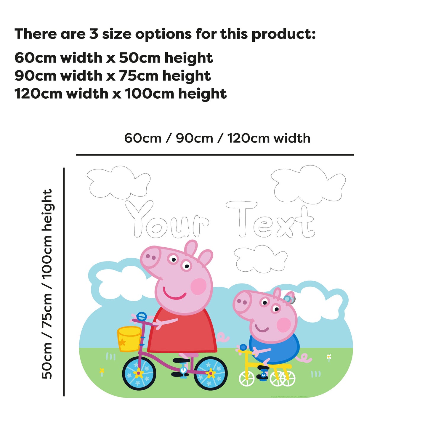 Peppa Pig Wall Sticker - Peppa and George Clouds Personalised Name