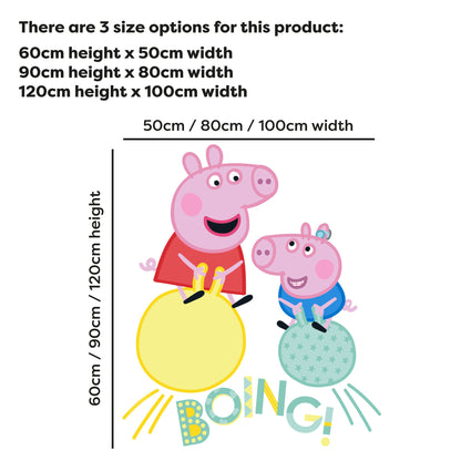 Peppa Pig Wall Sticker - Peppa Pig and George Space Hopper Boing Wall Decal Kids Art