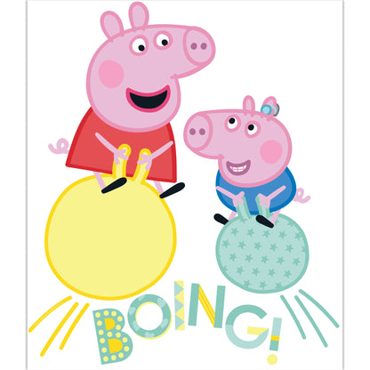 Peppa Pig Wall Sticker - Peppa Pig and George Space Hopper Boing Wall Decal Kids Art