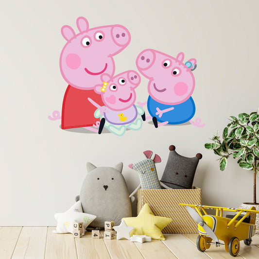 Peppa Pig Wall Sticker - Peppa, George and Evie Sitting Down