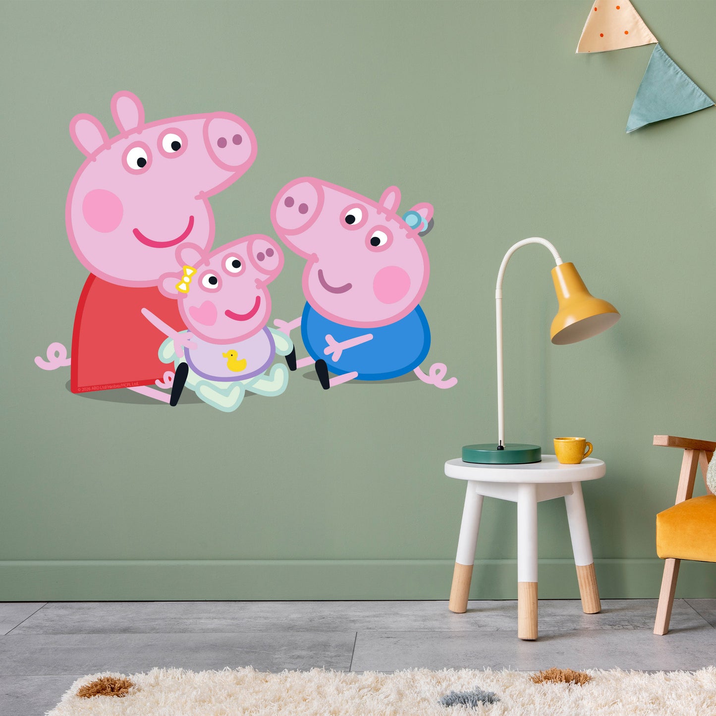 Peppa Pig Wall Sticker - Peppa, George and Evie Sitting Down