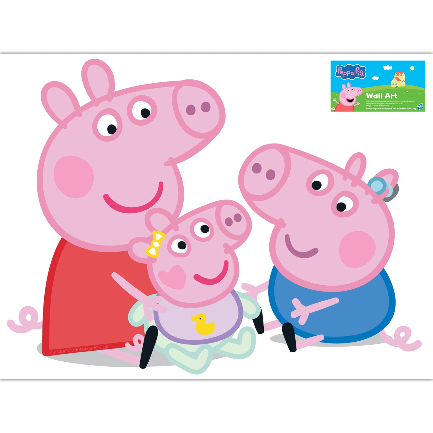 Peppa Pig Wall Sticker - Peppa, George and Evie Sitting Down