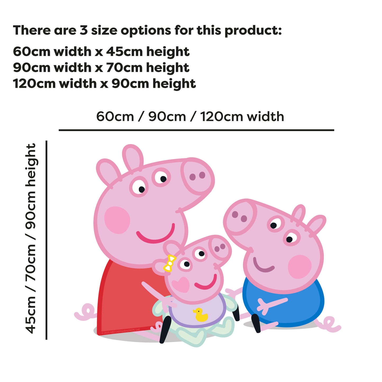 Peppa Pig Wall Sticker - Peppa, George and Evie Sitting Down
