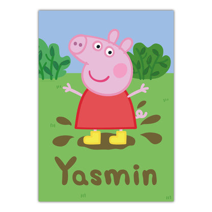 Peppa Pig Print - Peppa Muddy Puddle Personalised Name Poster Wall Art