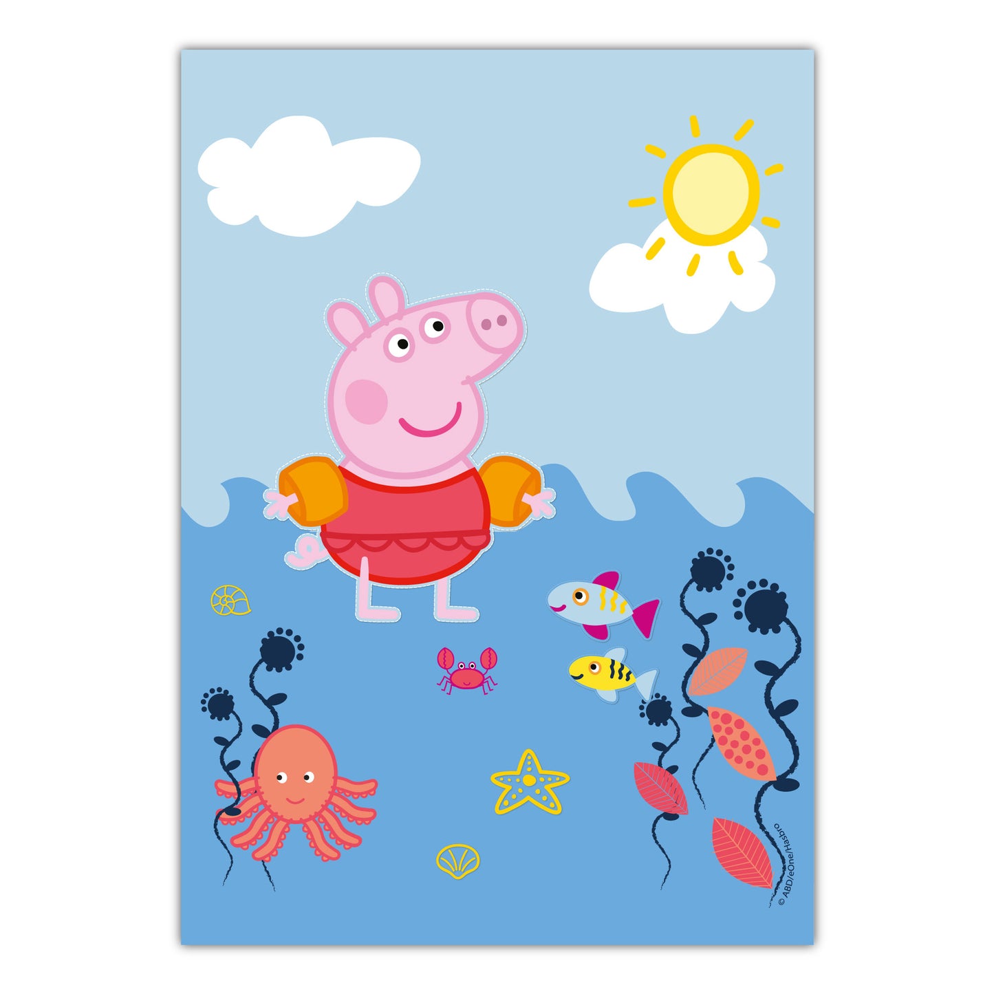 Peppa Pig Print - Peppa Ocean Swimming Poster Wall Art