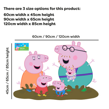 Peppa Pig Wall Sticker - Peppa Pig and Family Jumping in Muddy Puddles