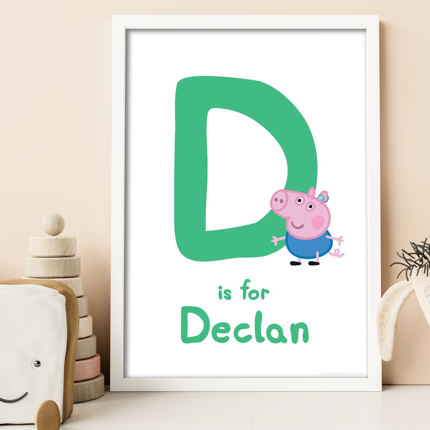 Peppa Pig Print - George Letter and Personalised Name Green Poster Wall Art