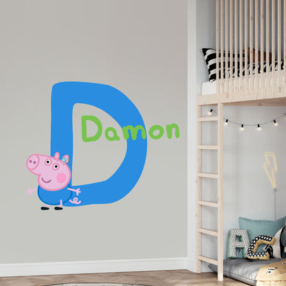 Peppa Pig Wall Sticker - Peppa Pig George Letter and Name Wall Decal Kids Art