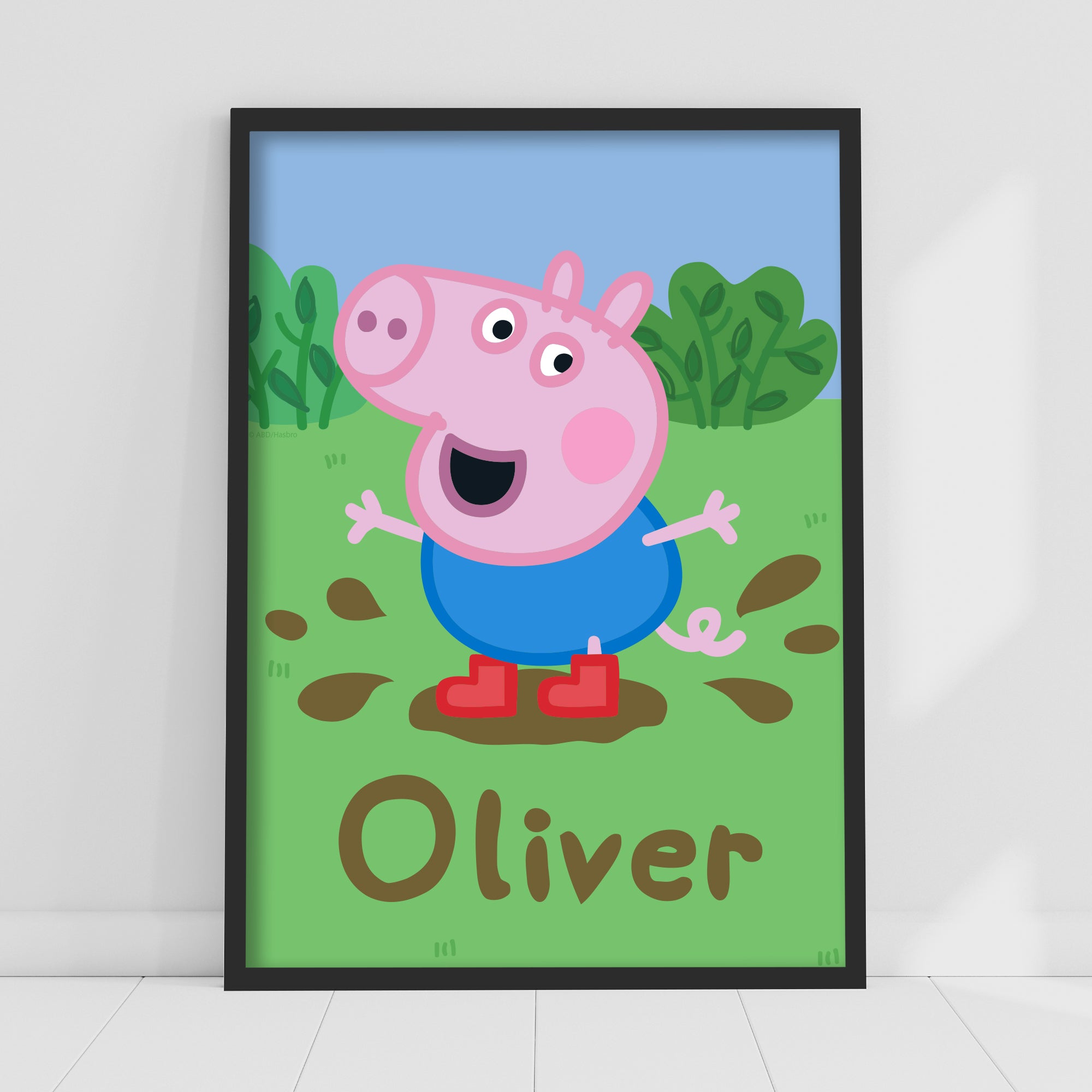 George Pig Puddle Peppa Pig Print - Peppa Pig George Muddy Puddle Personalised Name Post ...