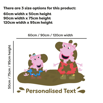 Peppa Pig Wall Sticker - Peppa and George Muddy Puddle Personalised Name