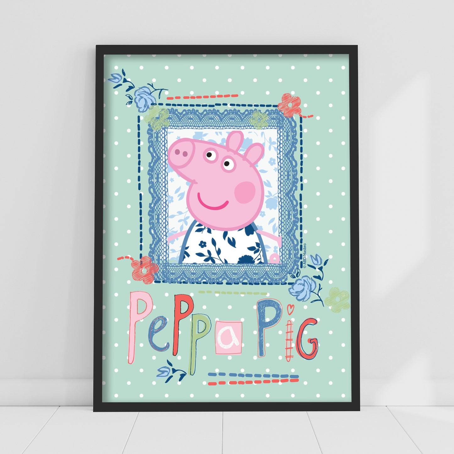 Peppa Pig Print - Peppa Pig Polka Dot Frame Poster Wall Art