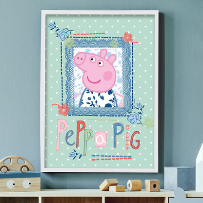 Peppa Pig Print - Peppa Pig Polka Dot Frame Poster Wall Art