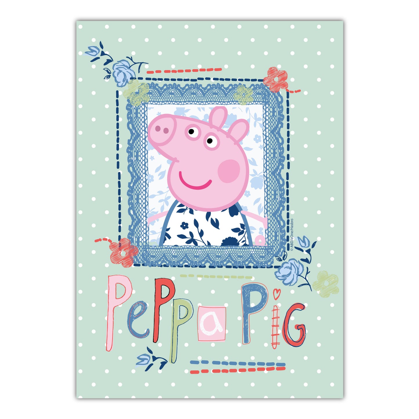 Peppa Pig Print - Peppa Pig Polka Dot Frame Poster Wall Art
