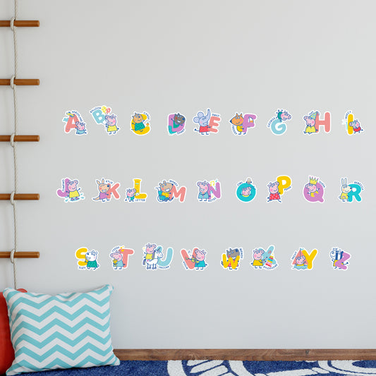 Peppa Pig Wall Sticker - Peppa Pig and Friends Alphabet Set Wall Decal Kids Art