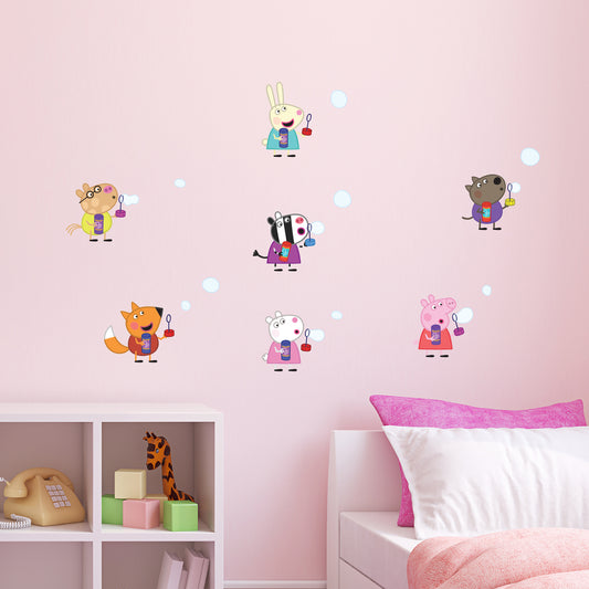 Peppa Pig Wall Sticker - Peppa Pig and Friends Blowing Bubbles Set Wall Decal Kids Art