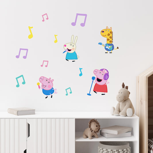 Peppa Pig Wall Sticker - Peppa Pig and Friends Playing Music Set Wall Decal Kids Art